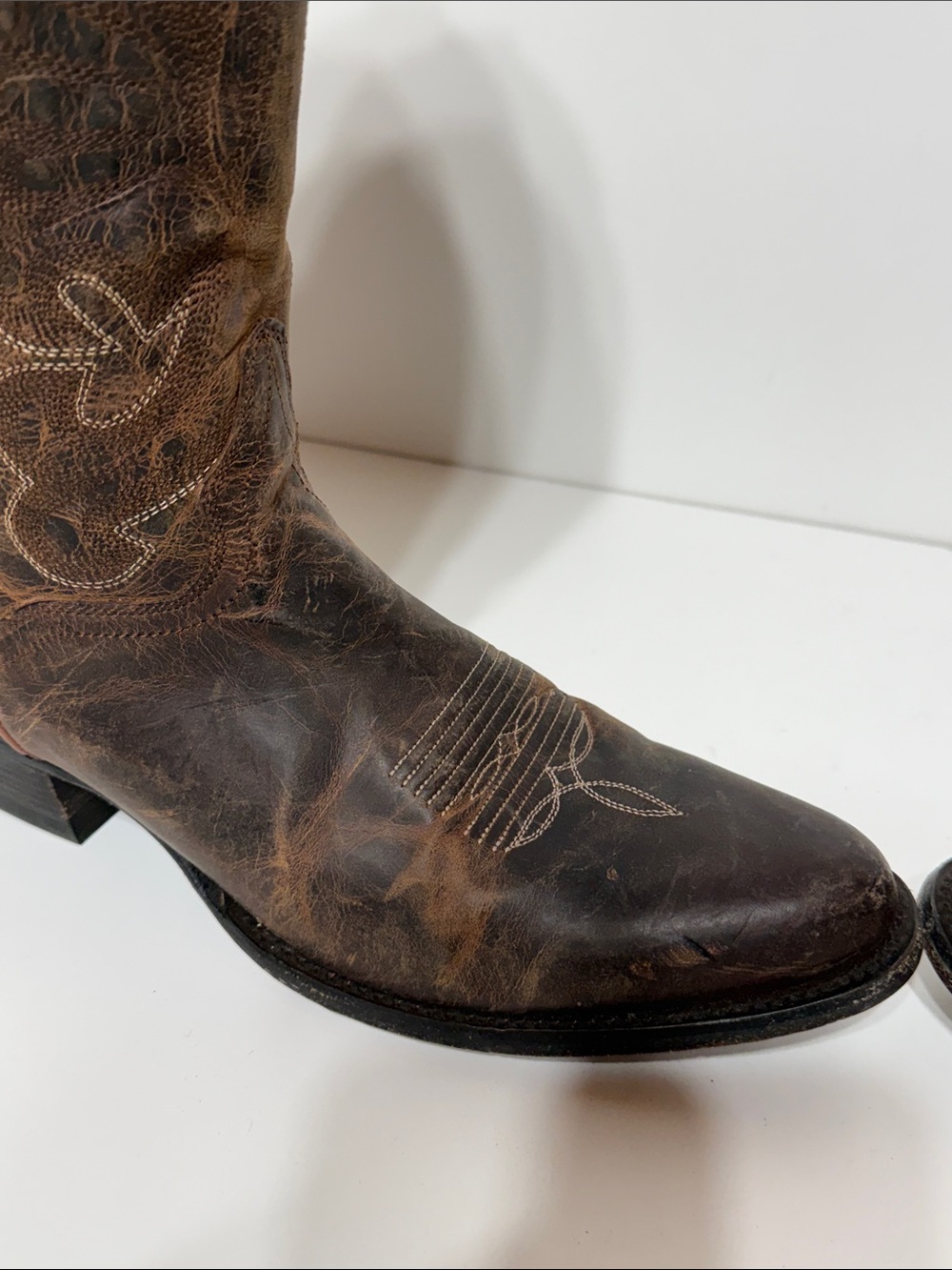 J.B Dillon Distressed Cowgirl Boots Size 10B Goat Leather - Picture 11 of 17